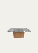 AMORPHOUS COFFEE TABLE - 100 CM, OAK, BLACK GLASS
